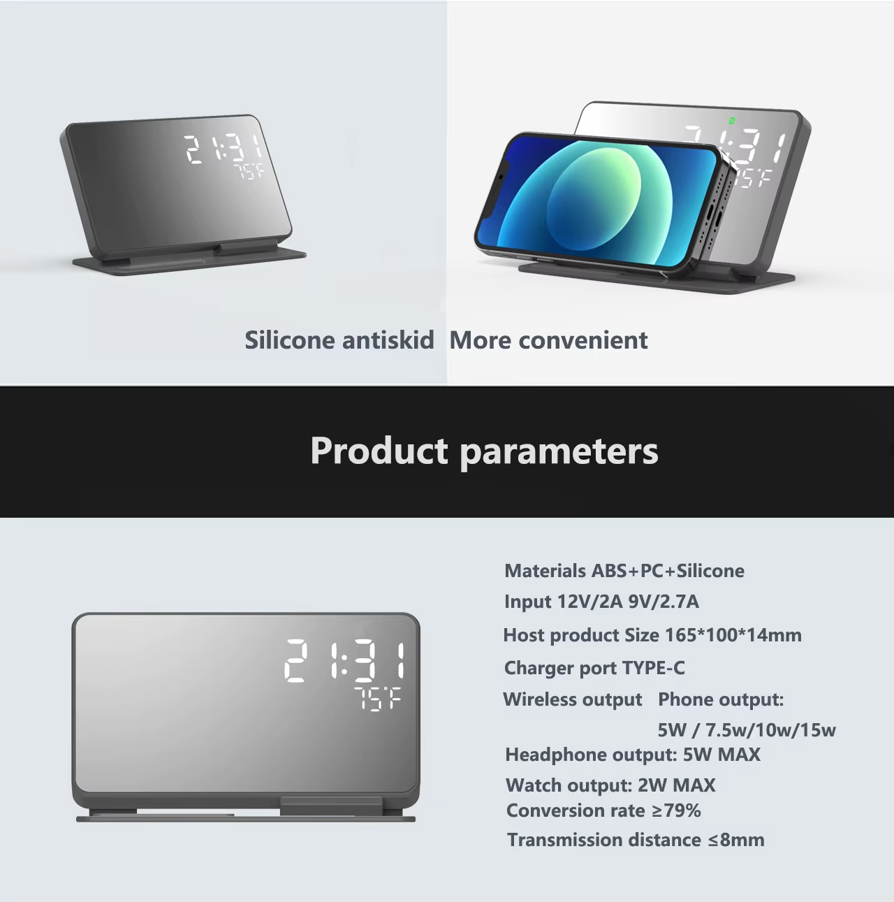 3-in-1 Fast Wireless Charging Station for iPhone 14, 13, 12 Pro & Apple Watch – LED Clock Dock Stand - Image 4